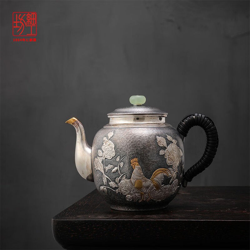 细工坊（XIGONGFANG） 日本银壶足银9999茶壶家用功夫茶具400ml大容量足银泡茶壶