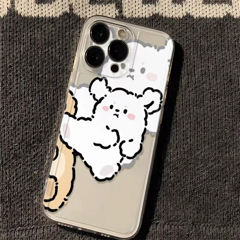 固返挨揍搞怪线条小狗适用苹果15promax情侣手机壳iphone14plus防摔透明13软壳高级感12定制型号11可爱 【飞踢白色线条小狗】透明太空壳 华为/oppo/vivo/小米/一加其他型号备