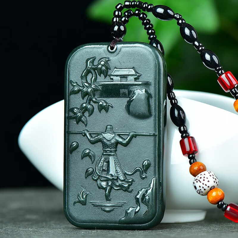 赵禄新疆和田玉吊坠男士玉牌细料大圣归来双面雕刻玉石项链生日礼物