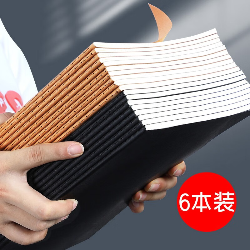 法拉蒙 faramon 6本装A5牛皮纸笔记本子软抄本缝线加厚记事本办公文具大号记录本