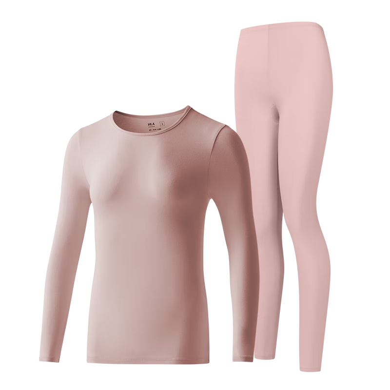 海澜之家【A类棉】秋衣秋裤女士圆领棉氨180g抗菌防螨发热薄保暖内衣套装