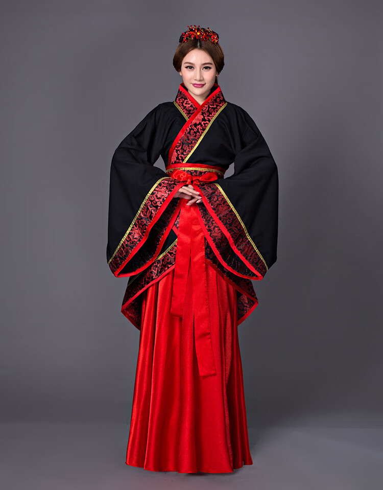 屏山人古装中国风传统汉服女经典复古成人礼服 影楼摄影写真服装 黑衣