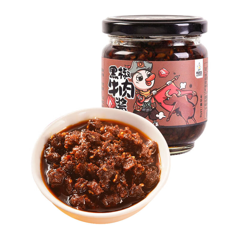 鴨老豆黑椒牛肉醬160g 下飯拌面醬肉末醬即食下飯菜火鍋蘸醬調(diào)味醬