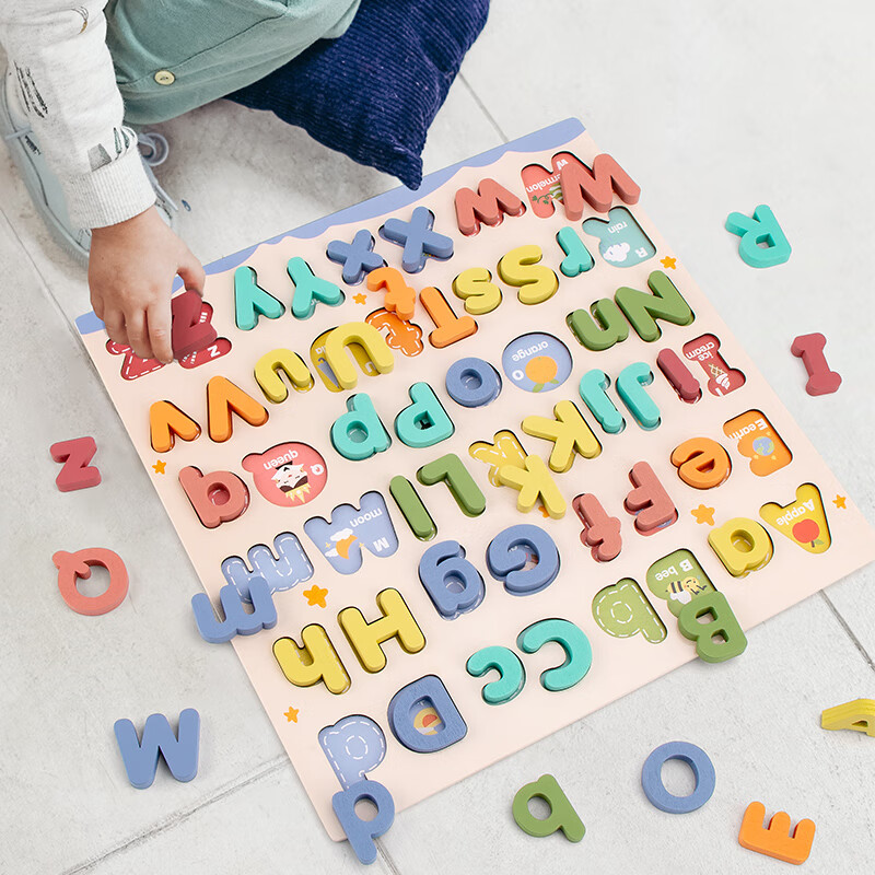 YIER幼兒園大小寫字母認知立體拼圖板益智早教拼單詞兒童啟蒙教具玩具 大小寫字母認知拼圖