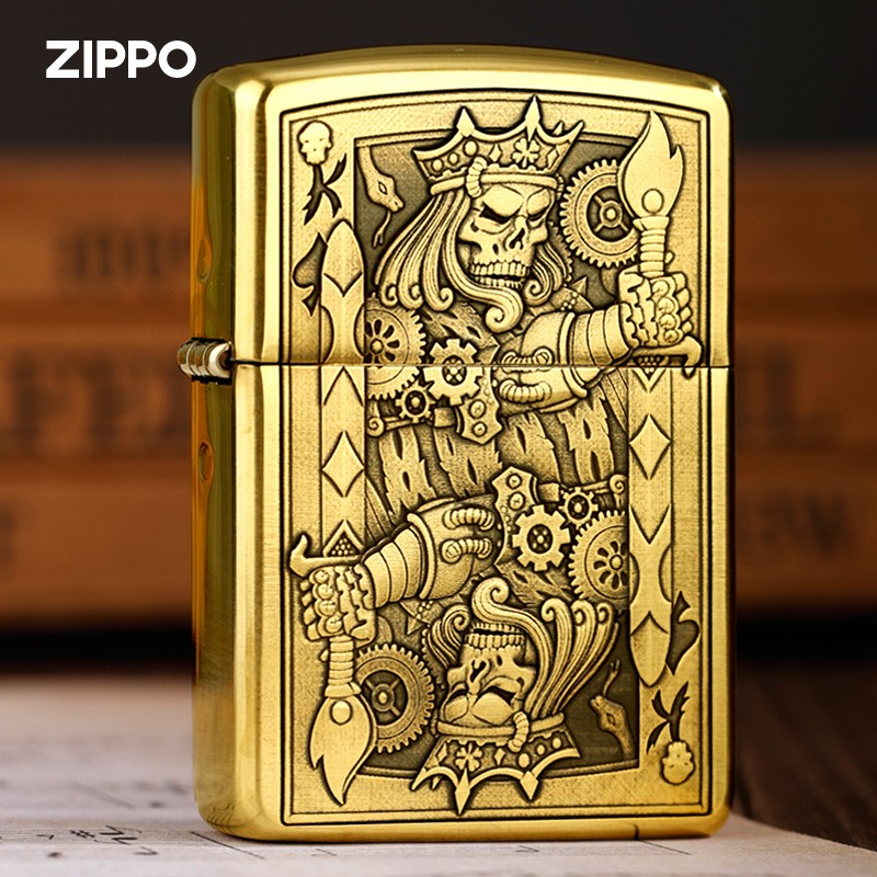 3d浮雕黑桃k双面深雕扑克骷髅黑桃k之宝煤油防风创意生日礼物新年礼物