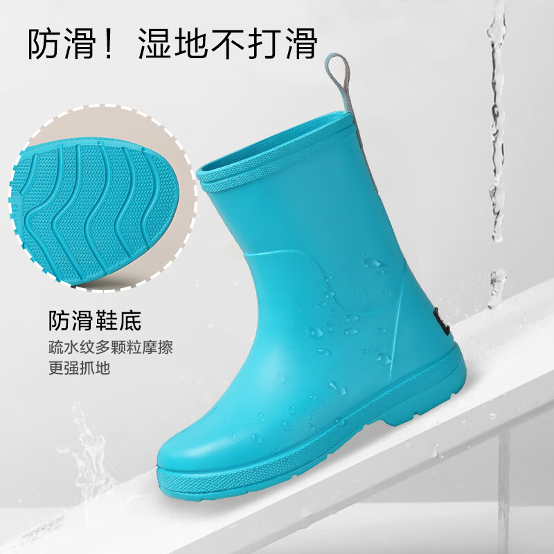 CREATURE HABITS儿童雨鞋防水防滑中筒男童小孩幼儿轻便舒适中筒雨鞋女童雨靴 马卡龙蓝色 36 ，35-36，(内长23.7cm/同成人37码)