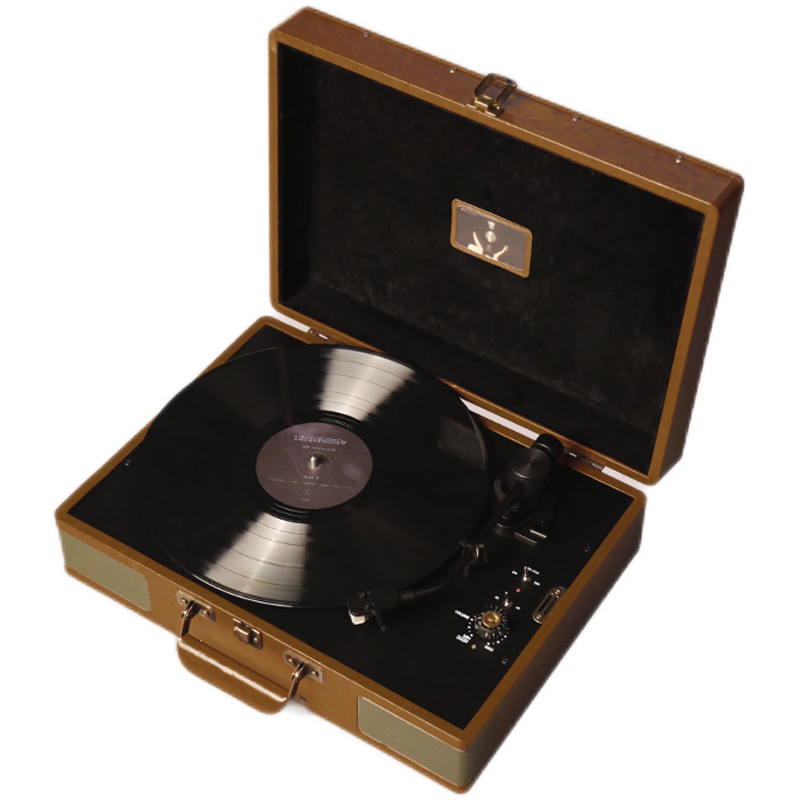 巫 1900海上钢琴师黑胶唱片机家用便携式迷你复古留声机LP黑胶唱机手提皮箱电唱机 巫.1900升级系列棕色