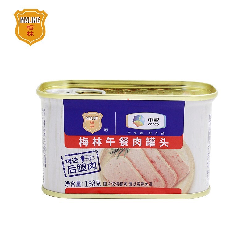 梅林(maling) 美味午餐肉罐头 火锅搭档 开盖即食 198g罐  中粮出品