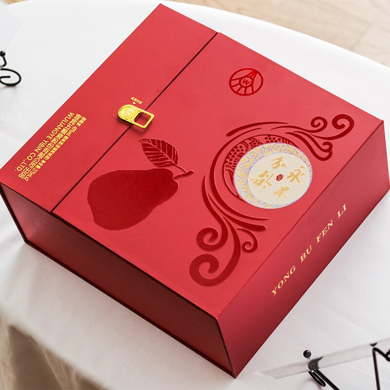 永不分梨五粮液股份 中国红礼盒白酒双瓶梨味酒蒸馏配制酒过年送礼宴请 40度 375mL 2瓶 礼盒装+1礼袋