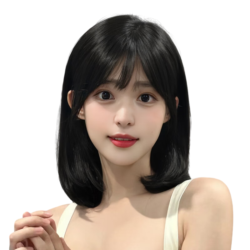 LOUISFERRE路易假發(fā)女自然全頭套蓬松透氣全真發(fā)整頂假發(fā)套劉海假發(fā)鎖骨發(fā)套 自然黑【遞針分縫+真發(fā)】 中長發(fā)
