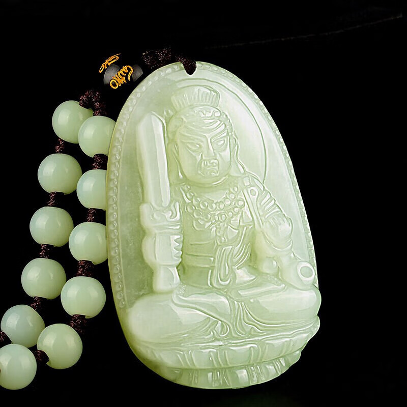 京莹和田玉本命佛吊坠男女款十二生肖守护菩萨项链本命年送男女友礼物 生肖鸡-不动尊菩萨【手工雕刻】