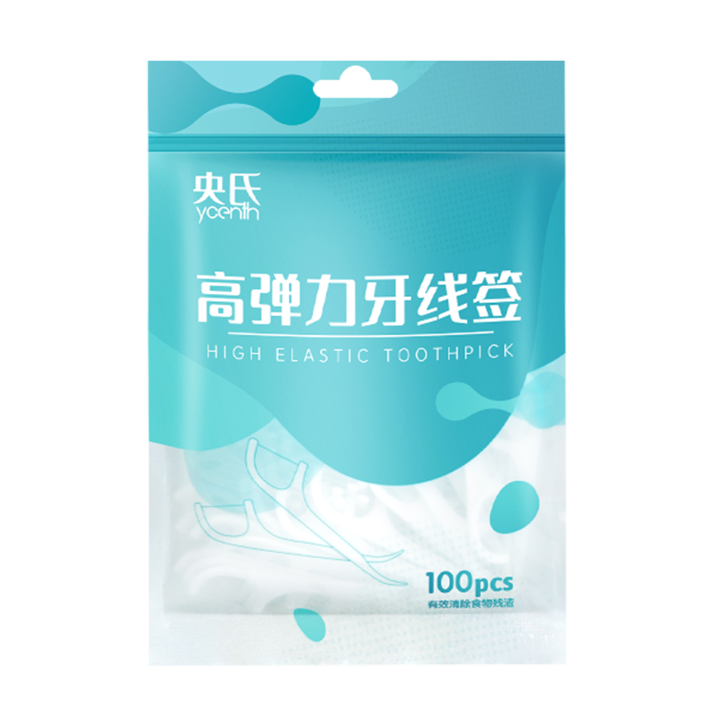 央氏 央仕专业洁齿牙线100支/袋装 清洁牙缝超细滑圆线便捷牙签剔牙线棒