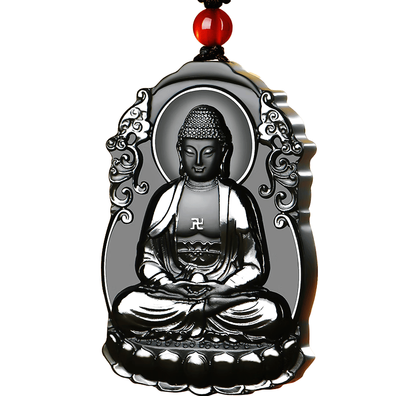 古銘軒（GOMEINSOR） 新疆和田玉墨玉十二生肖守護神本命佛玉吊墜 男女士款玉墜玉佩 屬狗-[阿彌陀佛]