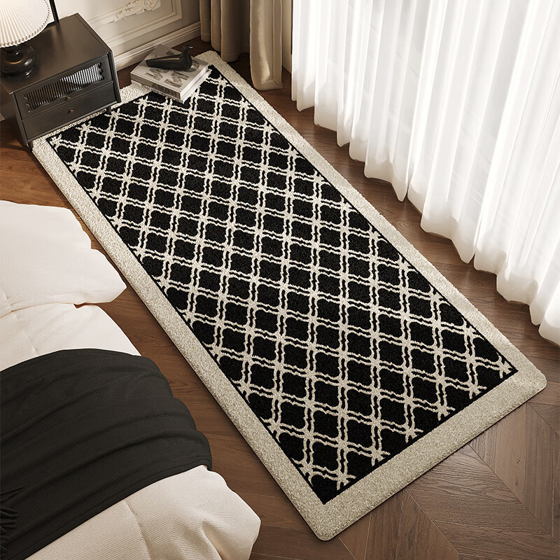 圣瓦伦丁法式床边地毯轻奢室内卧室毯房间床前地垫床下长条毛绒防滑脚垫 络语 40×120cm【亲肤环保/可机洗】