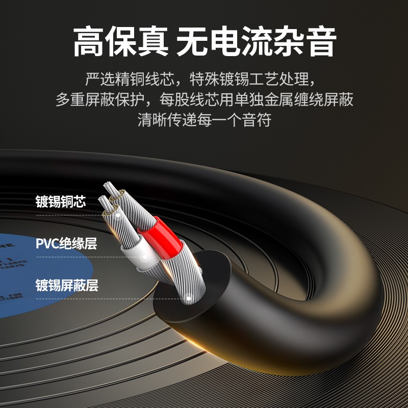 绿联 3.5mm音频线一分二 3.5转双莲花头2RCA红白公对公连接线手机电脑电视音响音箱功放转接线 1.5米