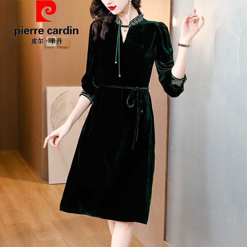 皮尔卡丹(pierre cardin)官方品牌高档女装高端真丝金丝绒100%桑蚕丝