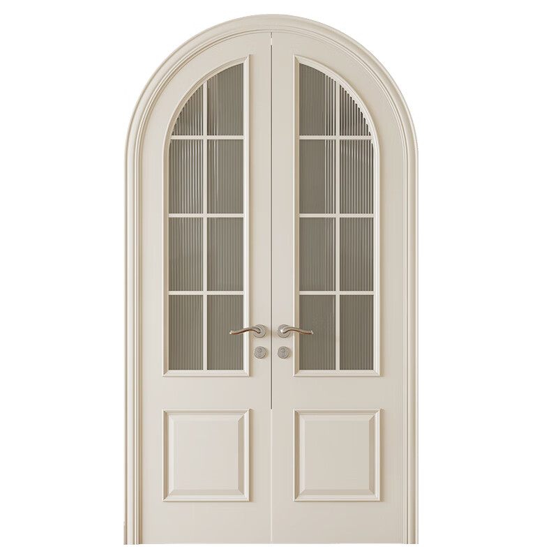 卧室门双开门对开房门阳台门法式弧形门奶油风室内门实木门书房门