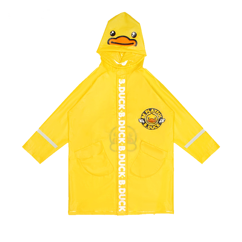 Angelamiao儿童雨伞男女童可爱斗篷幼儿园小学生便携式雨具黄色鸭子雨具 黄色小鸭M（115-125）
