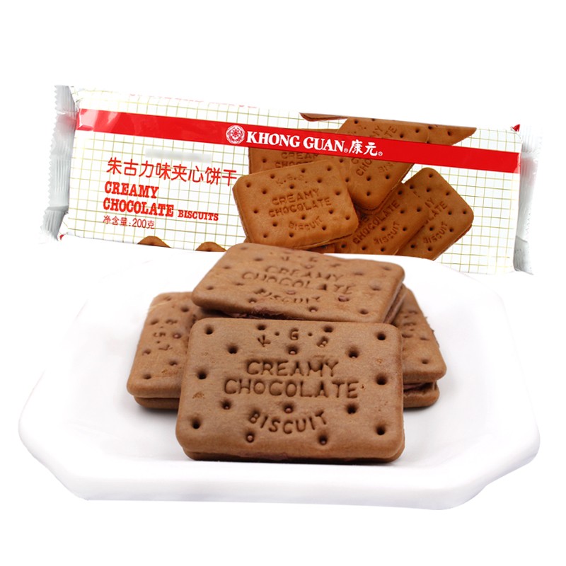khong guan康元朱古力饼干200g巧克力夹心怀旧儿童早餐下午茶休闲零食