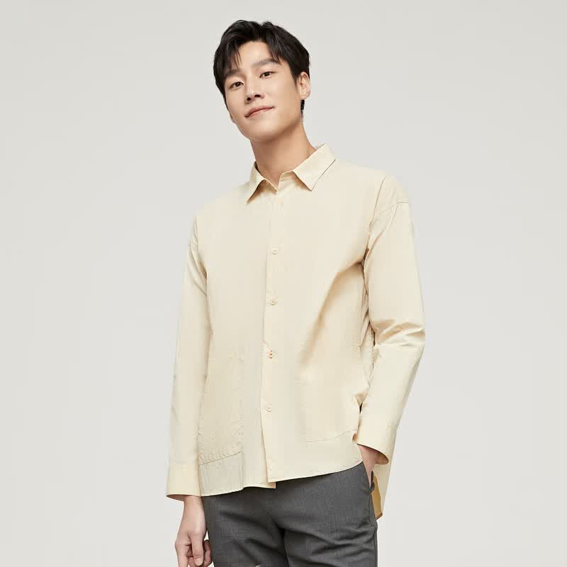 雅戈尔衬衫男士春夏中青男长袖衬衫VLQQ124880AFA 米色 M