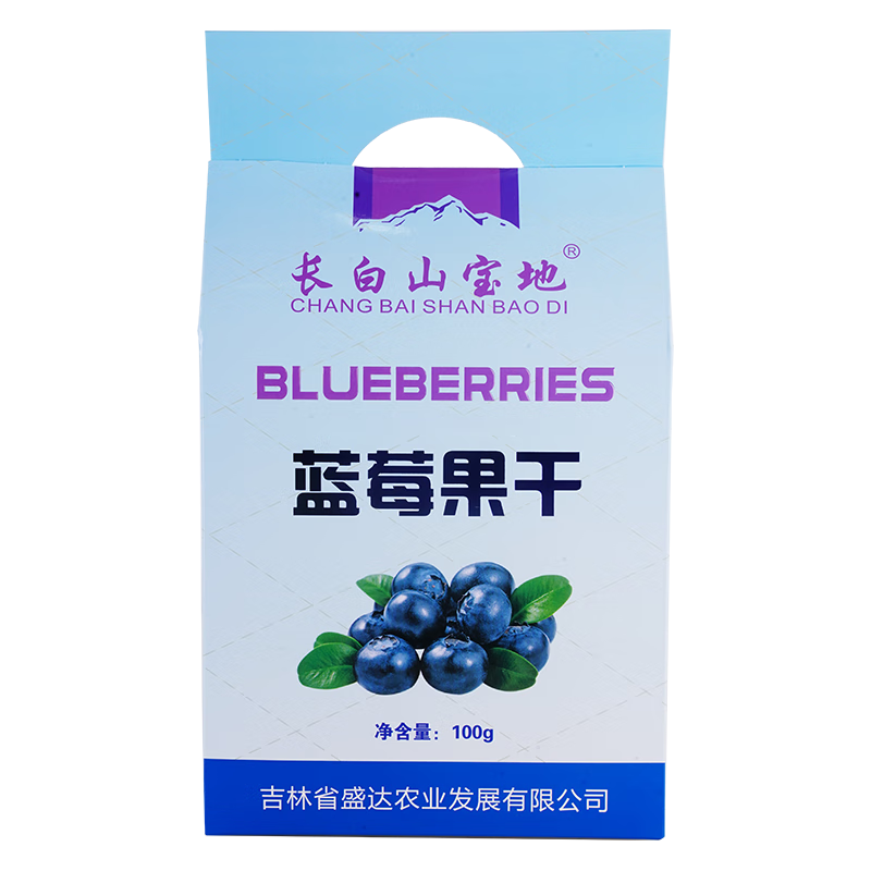 长白山宝地长白山特产蓝莓干独立小包装不添加油半干型整颗蓝莓干休闲零食 蓝莓果干100g*1盒