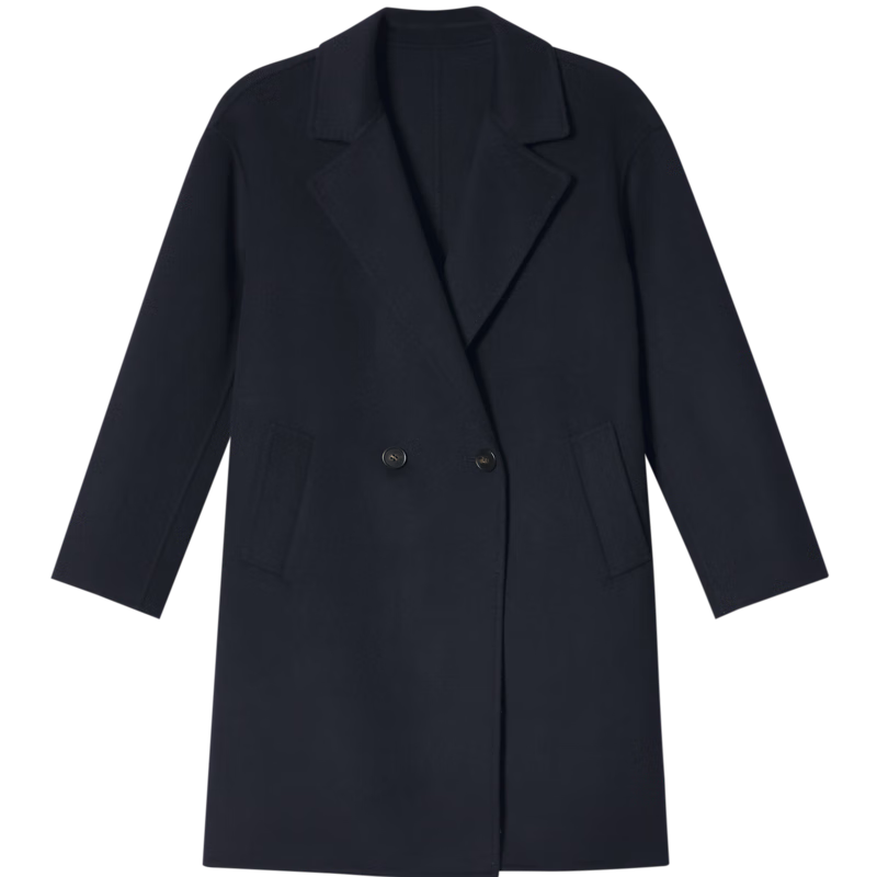 PSALTER詩篇專選冬季【100%綿羊毛】全羊毛簡(jiǎn)約經(jīng)典雙面呢大衣毛呢外套 藏藍(lán) XL 42