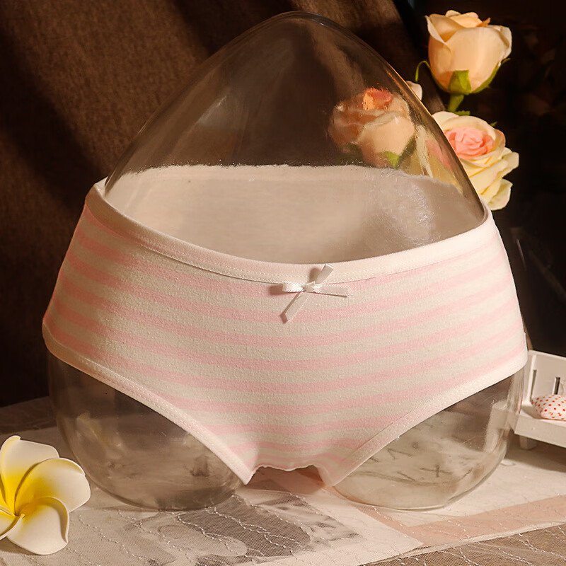 情趣内裤 日系甜美蓝白粉白条纹男士套内裤情趣飞机丝袜大码三角裤