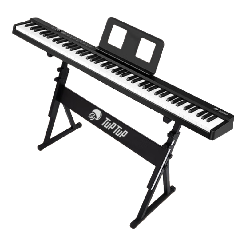 星海弹弹TupTup电子琴折叠88键重力度键盘儿童成人便携电子钢琴乐器初学者 ZB200b耀夜黑＋琴包＋X琴架