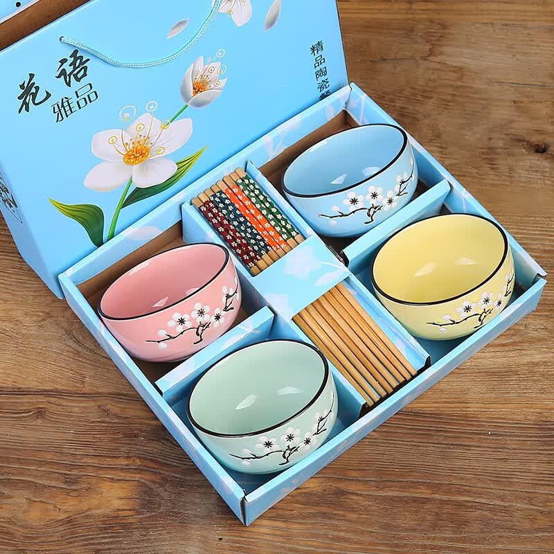 PJ专人专用碗筷一人一色家庭分用碗彩色家庭碗个人套装筷子耐热 爱橙2碗筷合金筷