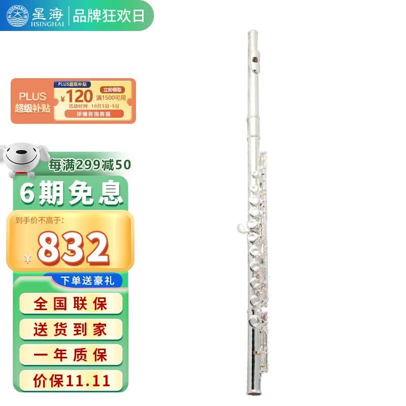 星海长笛初学入门镀银C调长笛16孔闭孔  长笛E-121使用感如何?
