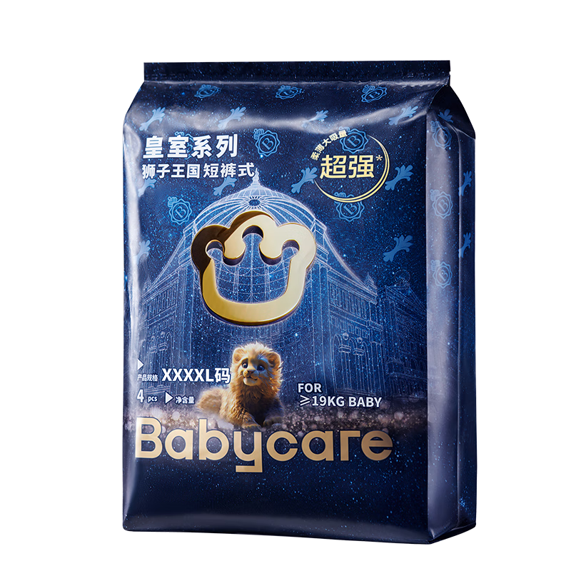 babycare皇冠LaLa裤皇室狮子王国拉拉裤XXXXL4片(19-28kg)婴儿尿不湿