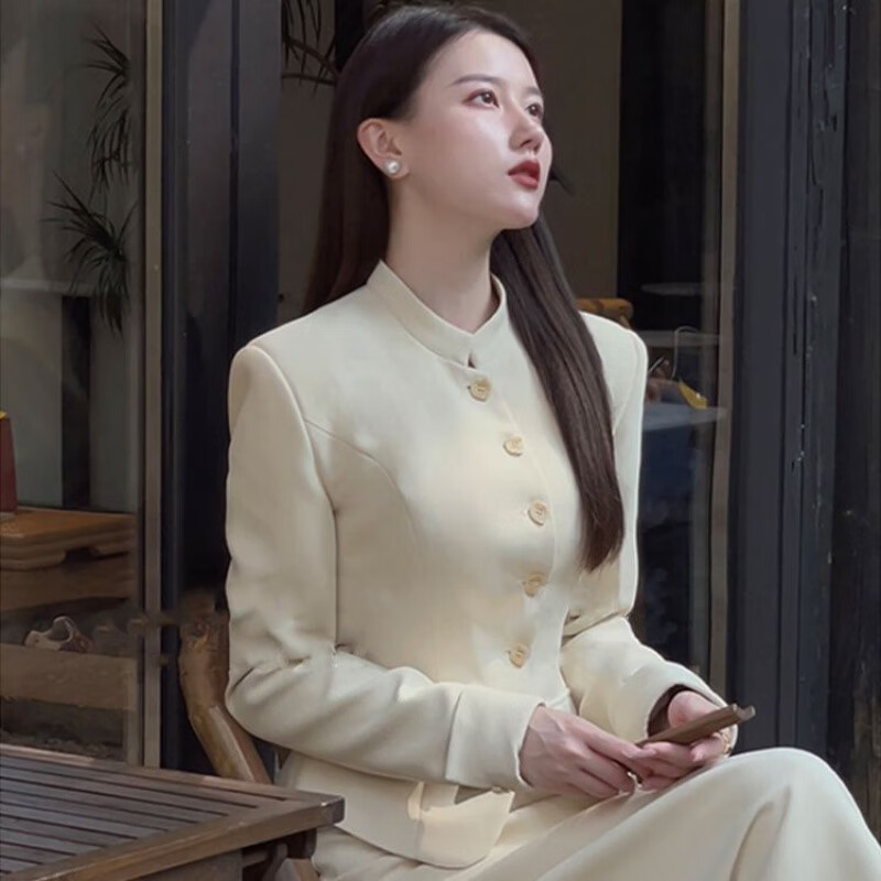 沫婉琦民国风复古两件套装女新中式西装小洋装秋季新款女装 上衣 s