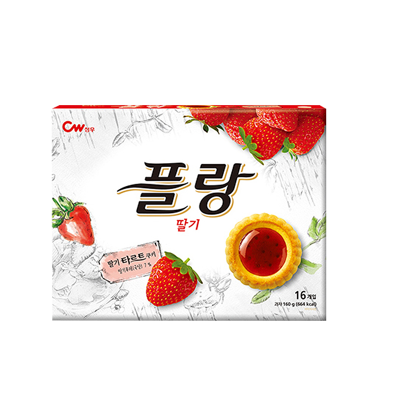 韩国进口 CW青佑 草莓派 曲奇饼干夹心糕点小吃零食早餐160g