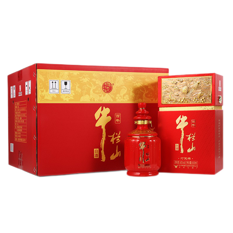 牛栏山二锅头 白酒 浓香型 百年红 喜酒 灯笼樽     42%vol 500mL 6瓶