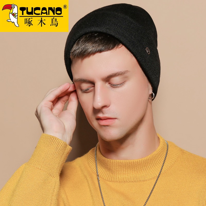 啄木鸟(tucano)帽子男冬天保暖加绒加厚羊毛毛线针织帽户外骑行骑车