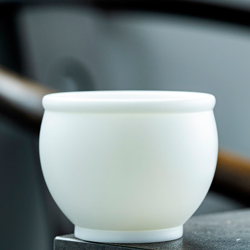 钰铨龙门 羊脂玉瓷素烧大缸杯 德化白瓷大容量茶杯高档功夫茶具陶瓷