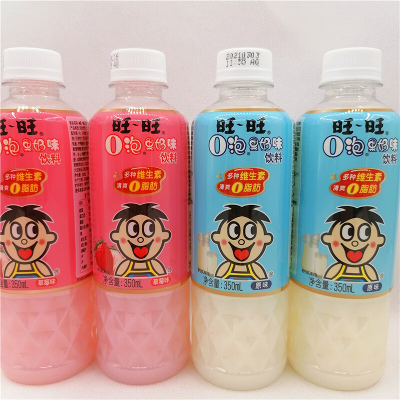 旺旺o泡果奶原味草莓味350ml瓶装清爽0脂肪大瓶饮品 草莓味*6瓶