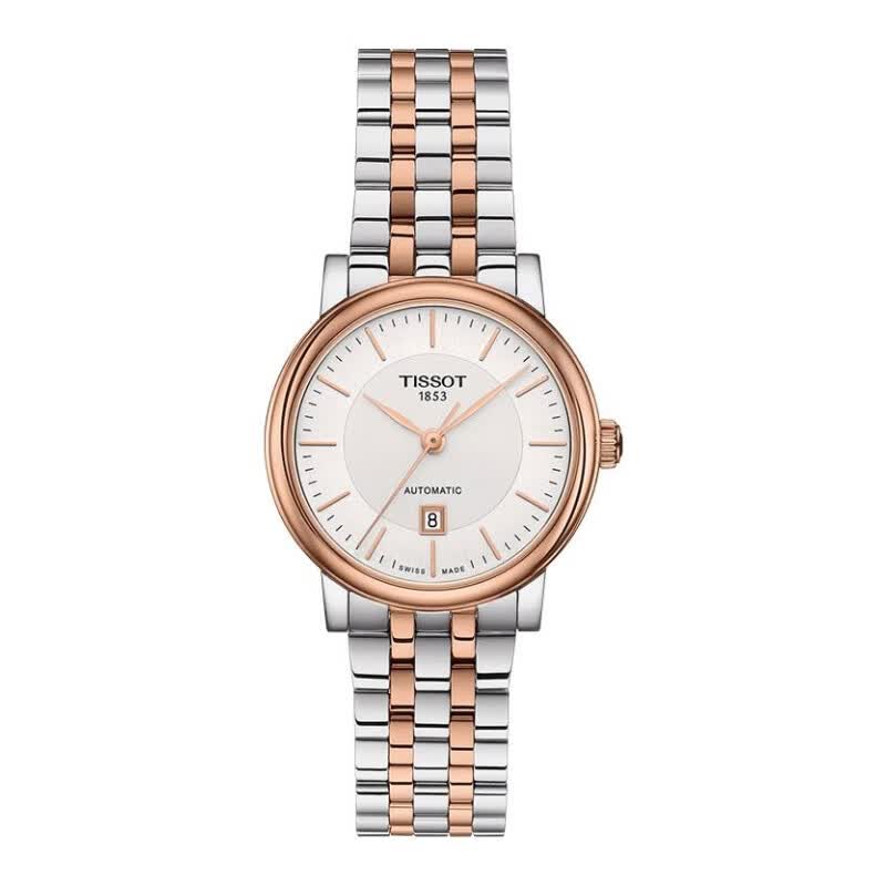 天梭(tissot)瑞士手表经典1853卡森臻我系列复古休闲钢带防水全自动