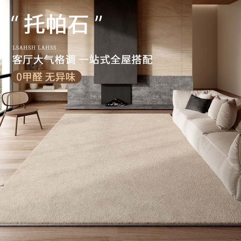布迪思客厅地毯仿羊绒加厚绒毛保暖卧室床边沙发茶几轻奢高级美拉德风 托帕石【抗污仿羊绒】 80*200CM【隔音降噪】
