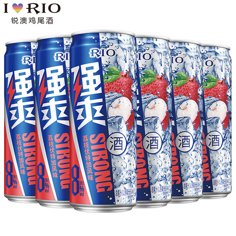 锐澳(rio)强爽8度荔枝味鸡尾酒洋酒果酒强爽系列8度330ml 6罐
