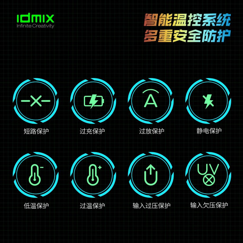 IDMIXIdmix充电宝双自带线PD45W快充15000毫安大容量MFI认证适用苹果15华为mate60 白