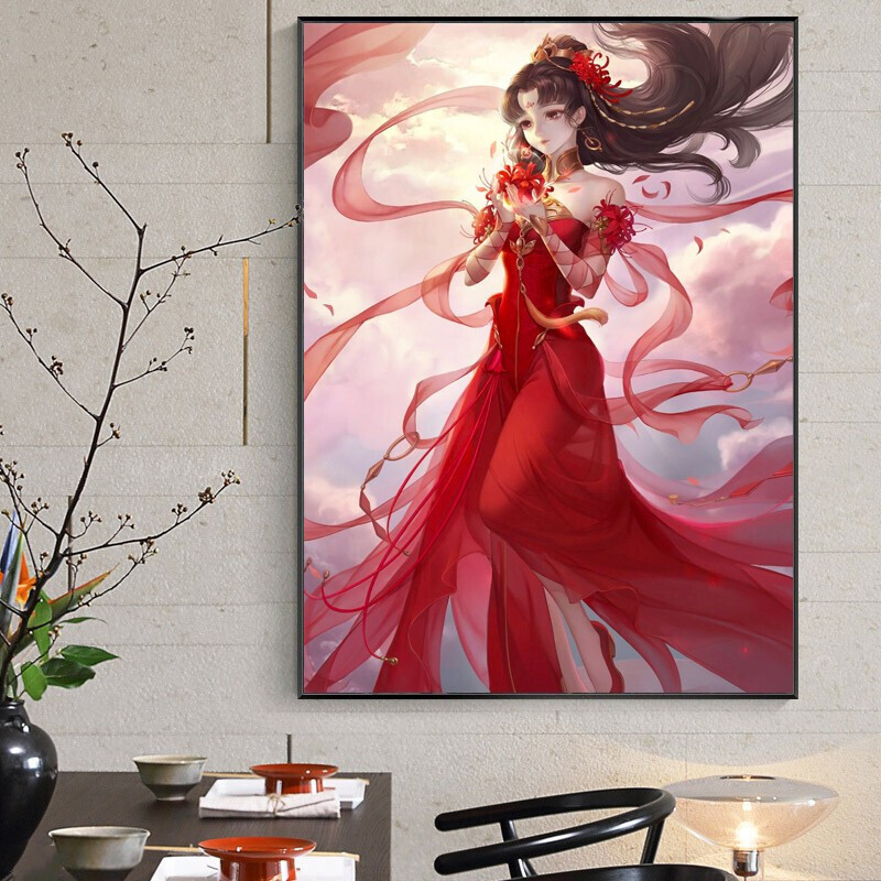 钻石画 古风美女姻缘九尾狐满卡通动漫钻石贴钻画客厅玄关女孩卧室小