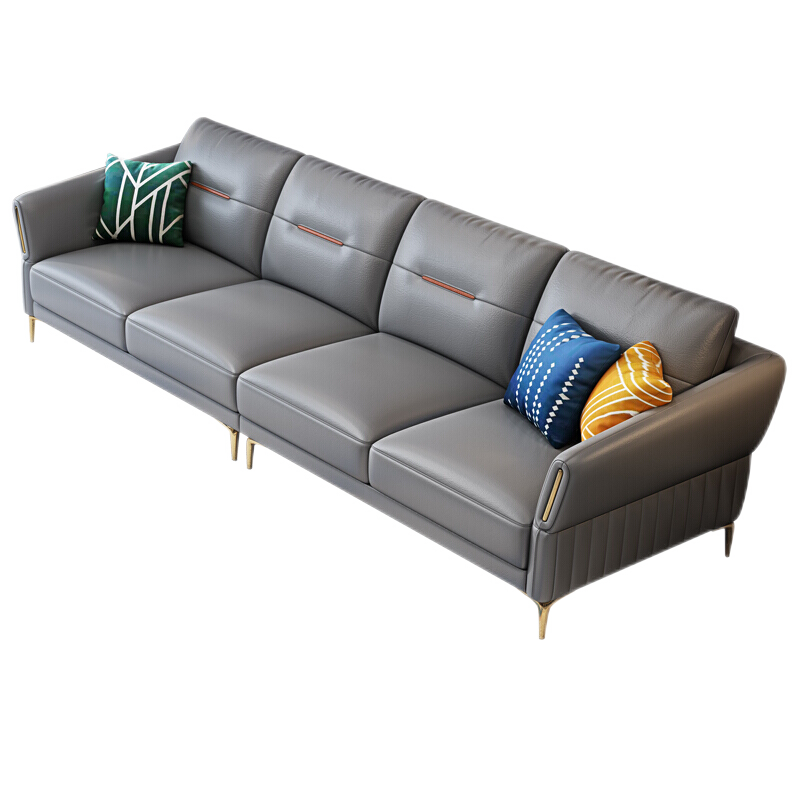 绿林咖轻奢真皮沙发三四人位直排客厅小户型北欧现代创意撞色皮沙发组合 三人位 国产头层牛皮