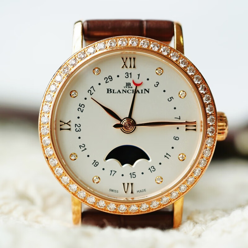 【二手95新】宝珀女表18k玫瑰金表圈刻度镶钻瑞士时尚高端奢侈品手表