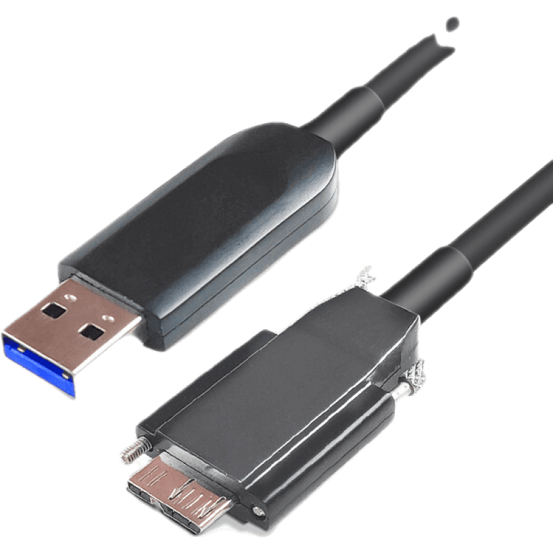 永定工业相机高柔拖链光纤AOC连接线缆USB3.0线缆Micro-B公数据线带锁 工业相机USB 光纤线缆 无损传输 5米