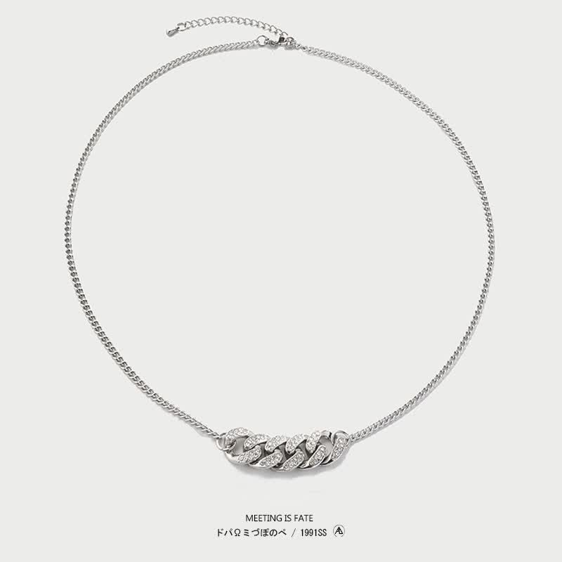 古巴链项链 冷淡风小众设计轻奢满钻古巴项链男嘻哈钛钢锁骨链女潮