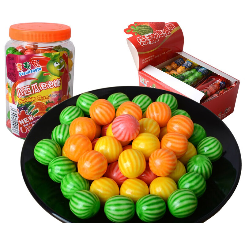 云舵西瓜泡泡糖 儿时童80后旧零食小西瓜泡泡 1桶约185粒