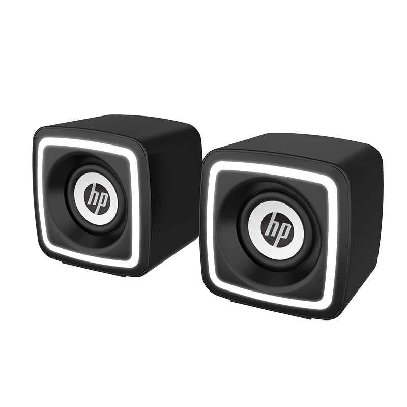惠普（HP） NS1音响电脑音响台式笔记本家用有线小音箱桌面USB迷你小型喇叭扬声器音响小型低音炮 黑色【冷白氛围灯】