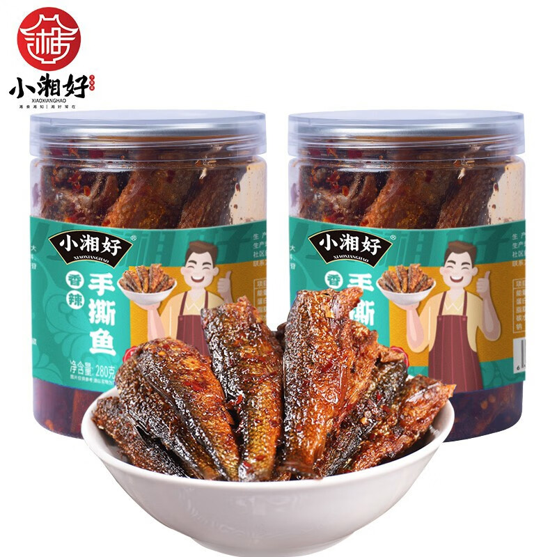 小湘好(XIAOXIANGHAO)香辣手撕鱼湖南特产下饭菜休闲零食小吃下酒菜瓶装熟食即食鱼干手撕鱼280g*1瓶主图5