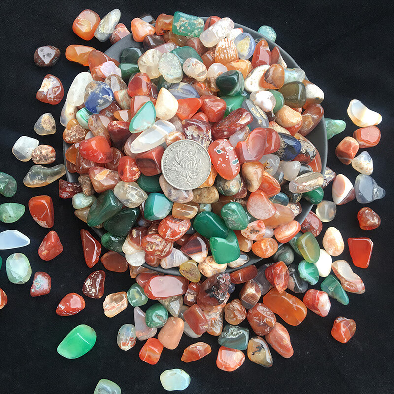 御景枫南京雨花石原石天然鹅卵石鱼缸石头花盆彩色石子七彩小石头五彩石 彩色玛瑙1-1.5cm 1斤